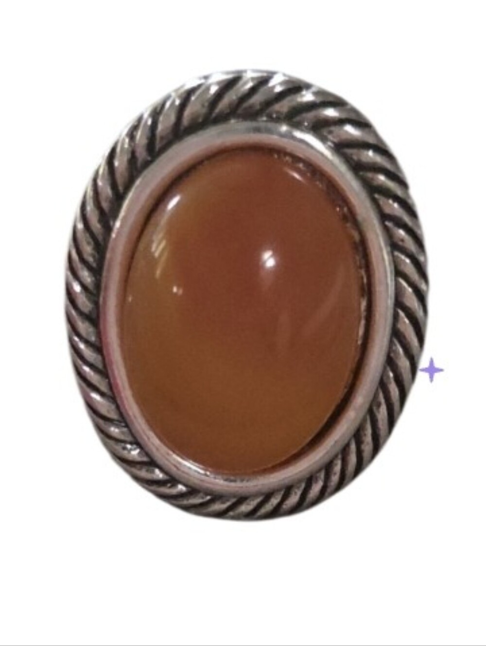 6 Silver Toned Bezel Ring with  Cabochon - New